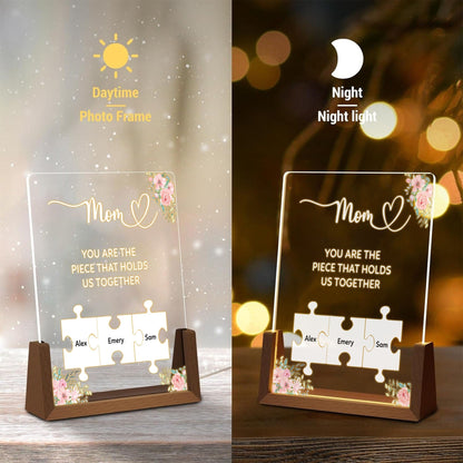 Custom Mom Puzzle Lamp, Personalized Mother Gift, You Are the Piece That Holds Us Together Light, Mother’s Day Gift, Family Name Lamp - product image 4