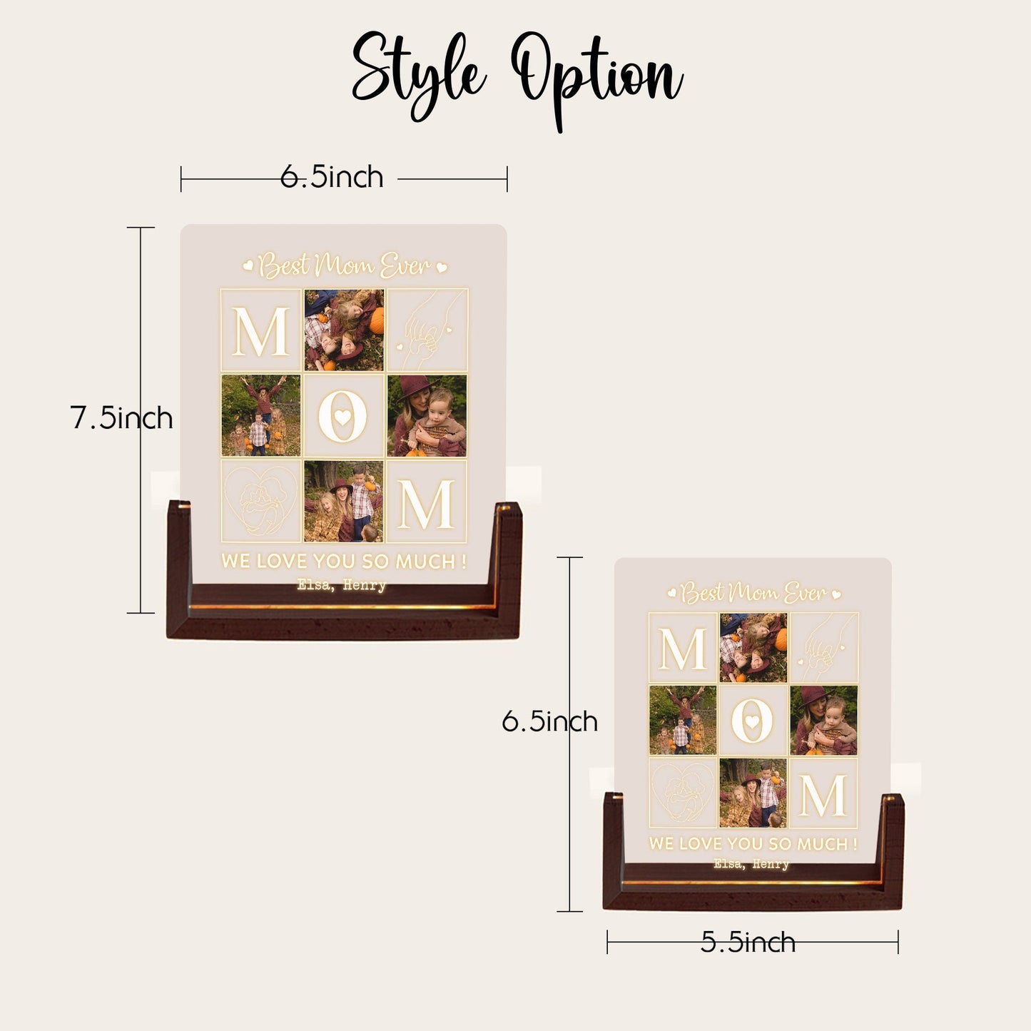 Best Mom Ever Personalized Acrylic Photo Lamp, Custom Mothers Day Gift with Warm Walnut, Family Photo Night Light, Mothers Day Gift - product image 5