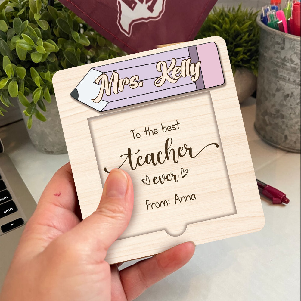 Personalized Wooden Teacher Sticky Note Holder: Appreciation Gift - product image 2