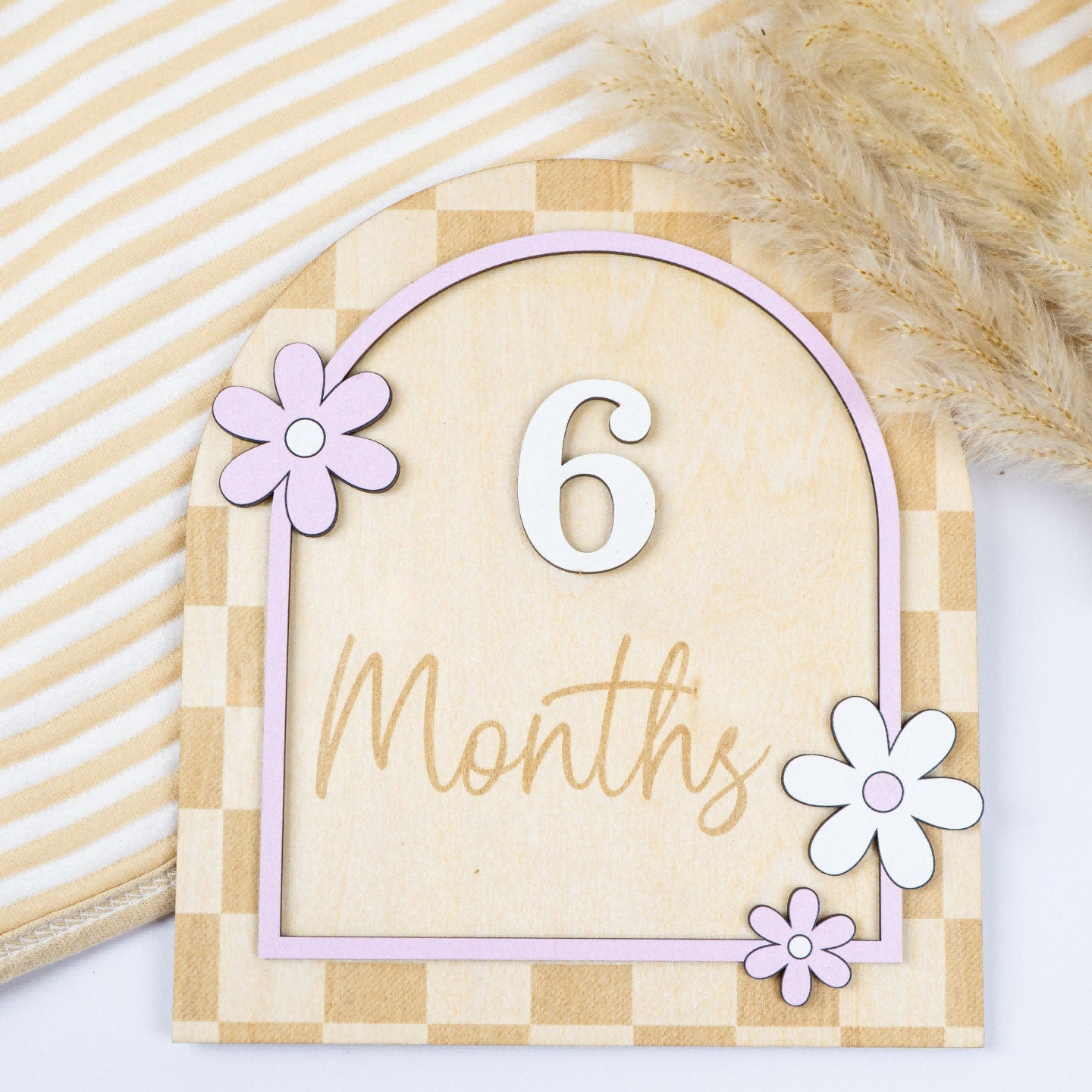 Wooden Daisy Flower Baby Milestone Card: Photo Prop - product image 3