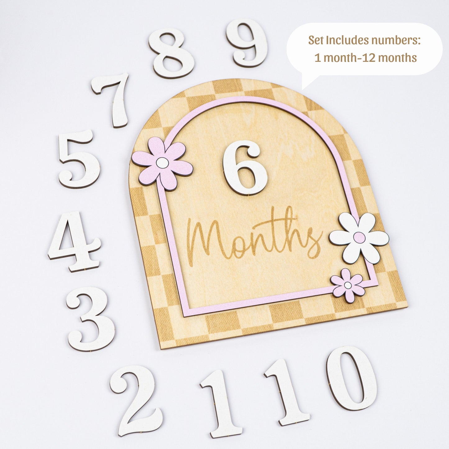 Wooden Daisy Flower Baby Milestone Card: Photo Prop - product image 2