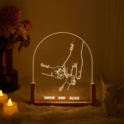 Custom Dad and Kids Hands Night Light, Personalized Fathers Day LED Lamp, Line Art Acrylic Plaque, New Dad Gift - product image 5