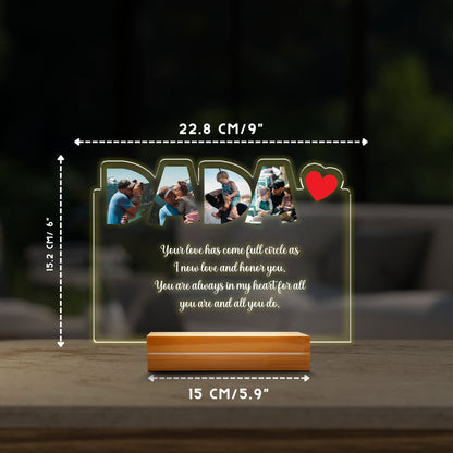 Personalized DADA Lamp with Photos, Real Glass DADA Plaque, Father's Day Gift for Husband, Engraved Wood Base Nightlight, Custom Photo Gift - product image 4