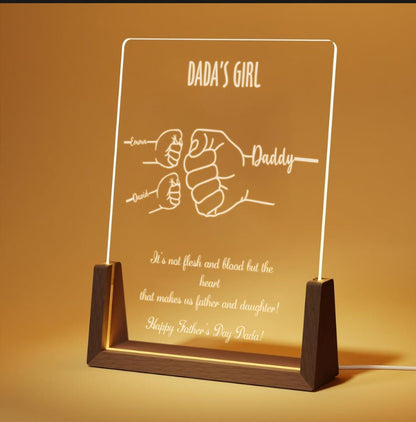 Custom Fist Bump Night Light for Dad, Fathers Day LED Lamp, Personalized Kids Names Acrylic Plaque, Papa Gift - product image 2