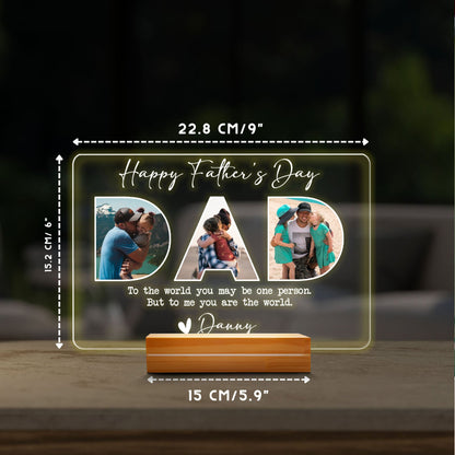 Personalized Father's Day Gift for Husband, Custom Photo DAD Lamp, Real Glass Night Light with Wood Base, Gift from Daughter - product image 4