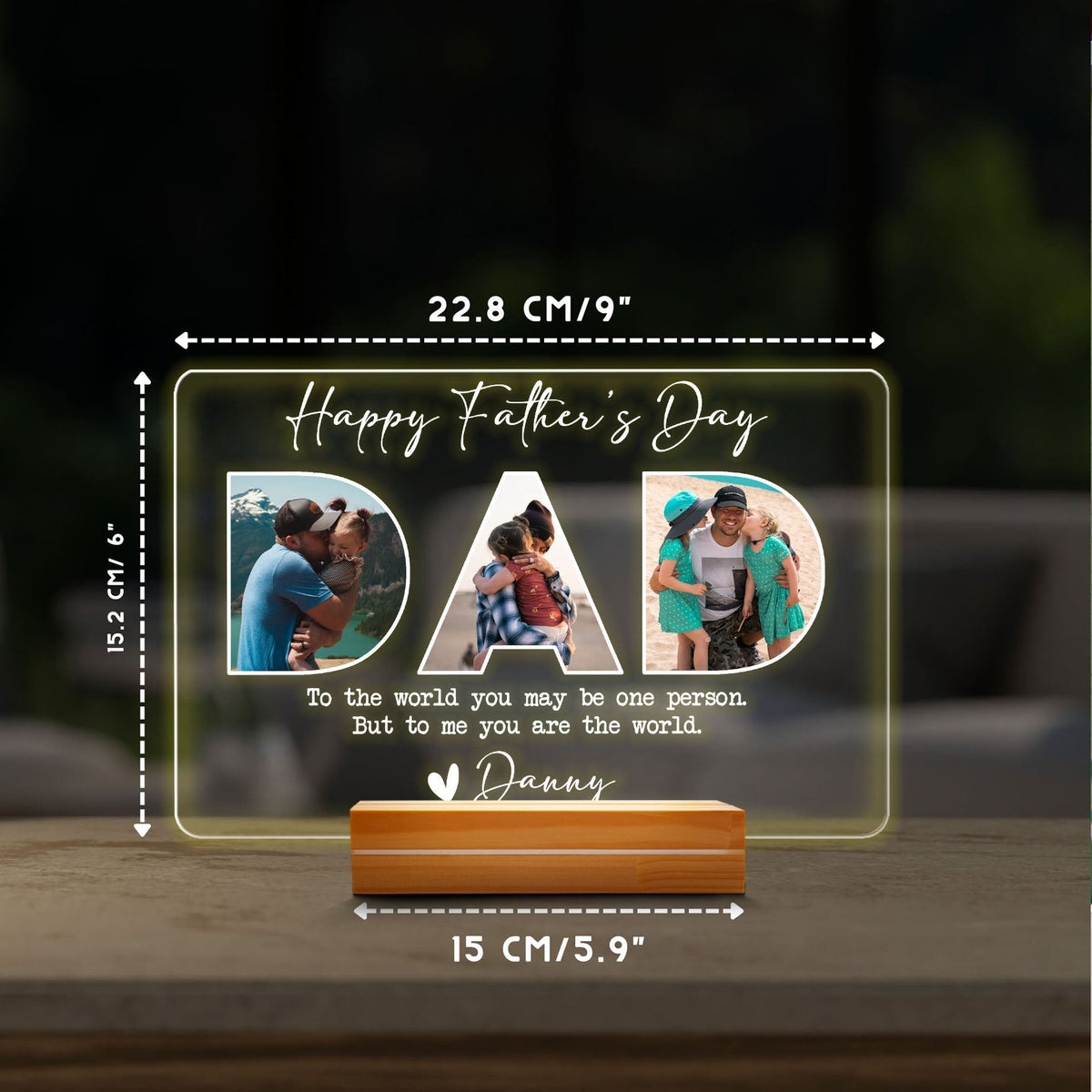Personalized Father's Day Gift for Husband, Custom Photo DAD Lamp, Acrylic Night Light with Wood Base, Gift from Daughter - product image 4