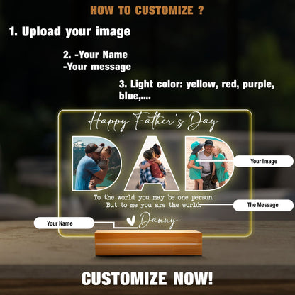 Personalized Father's Day Gift for Husband, Custom Photo DAD Lamp, Real Glass Night Light with Wood Base, Gift from Daughter - product image 5