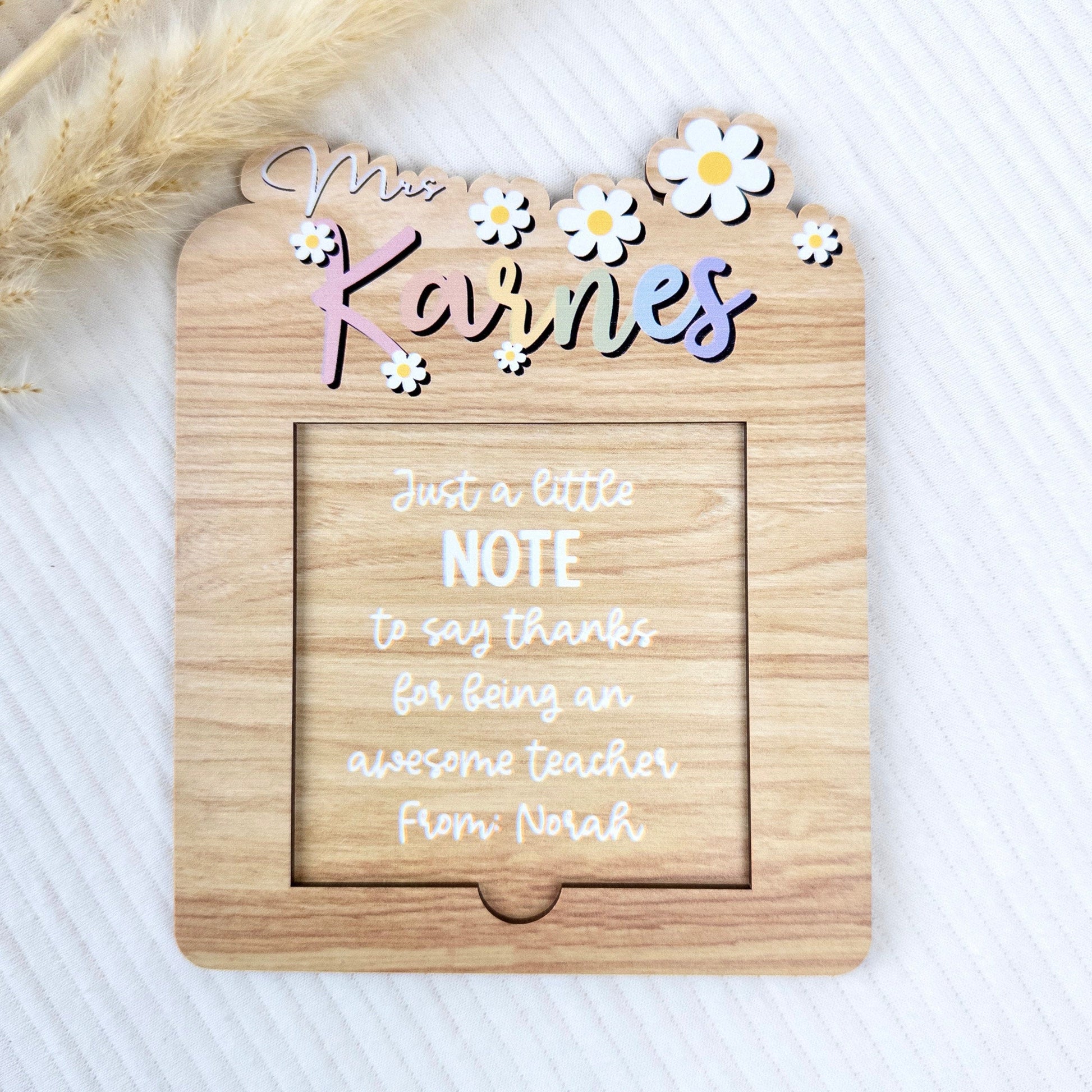 Personalized Teacher Sticky Note Holder - Custom Wooden Desk Organizer, Teacher Appreciation Gift, End of School Year Present - product image 2