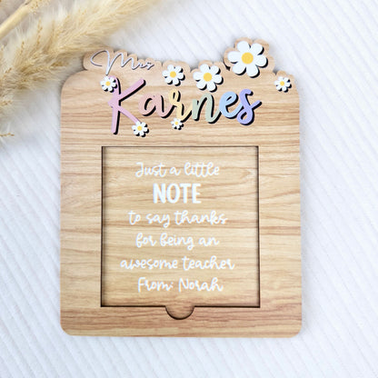 Personalized Teacher Sticky Note Holder - Custom Wooden Desk Organizer, Teacher Appreciation Gift, End of School Year Present - product image 2