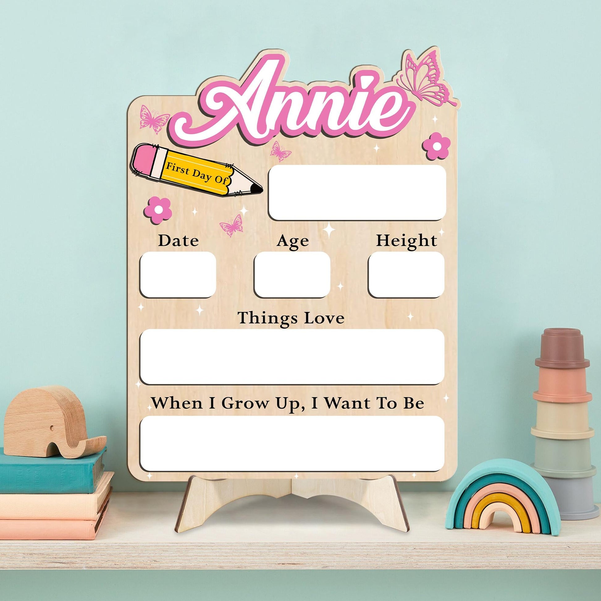 Custom First Day of School Sign • Personalized Wooden School Board • Back to School Photo Prop Keepsake for Kids, Preschool, Kindergarten - product image 3