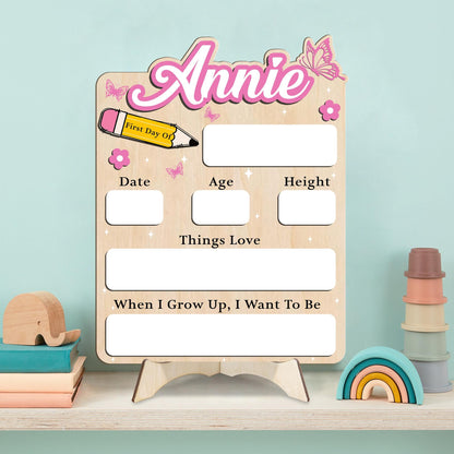 Custom First Day of School Sign • Personalized Wooden School Board • Back to School Photo Prop Keepsake for Kids, Preschool, Kindergarten - product image 3
