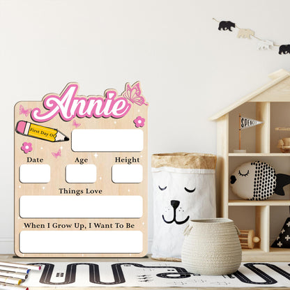 Custom First Day of School Sign • Personalized Wooden School Board • Back to School Photo Prop Keepsake for Kids, Preschool, Kindergarten - product image 2