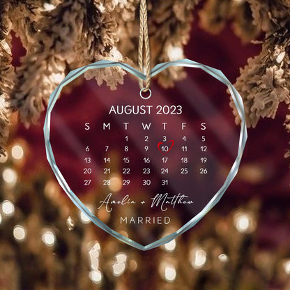 Custom Glass Couple Ornament • Personalized Wedding Date Keepsake • Engagement Gift for Bride & Groom, Anniversary Gift, Christmas Decor - product image 4