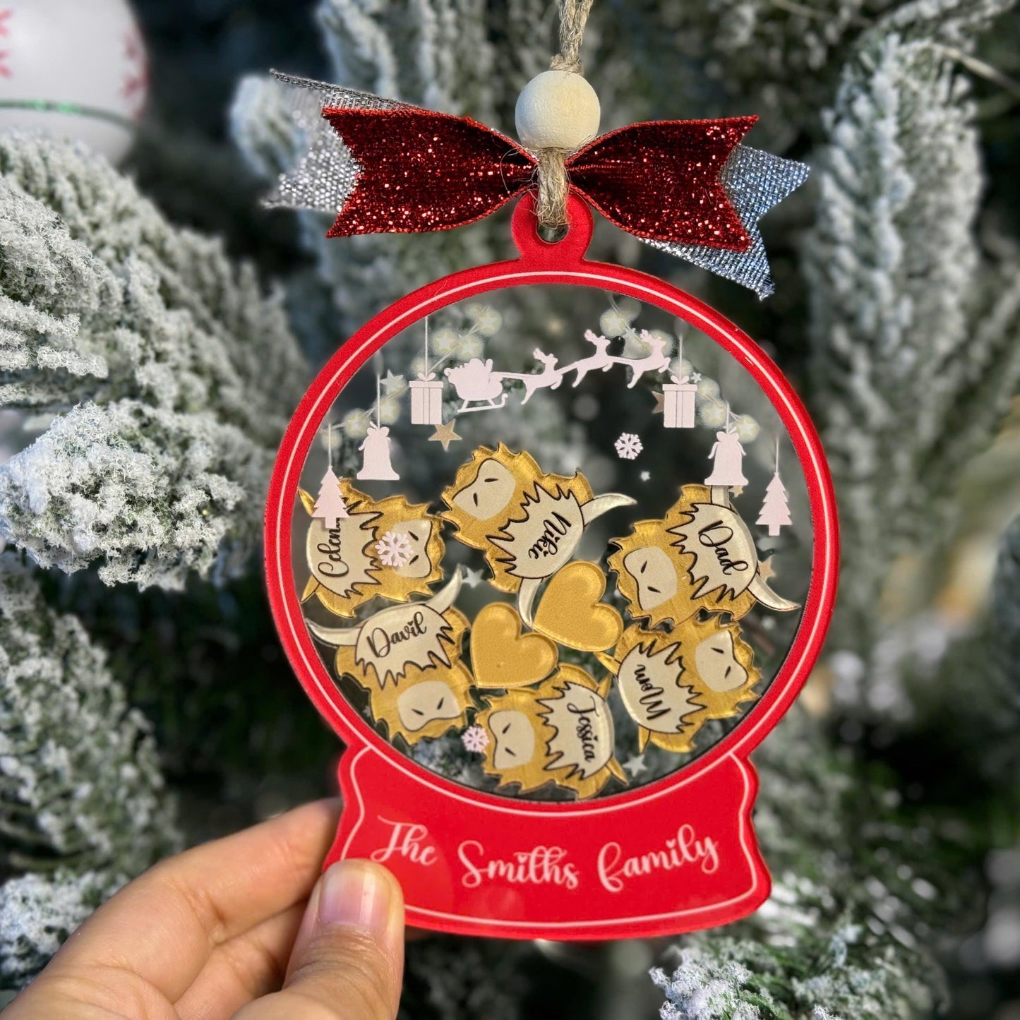 Personalized Highland Cow Family Christmas Ornament 2026 – Custom 4D Snowflake Tree Decoration – Rustic Farmhouse Holiday Keepsake Gift - product image 3