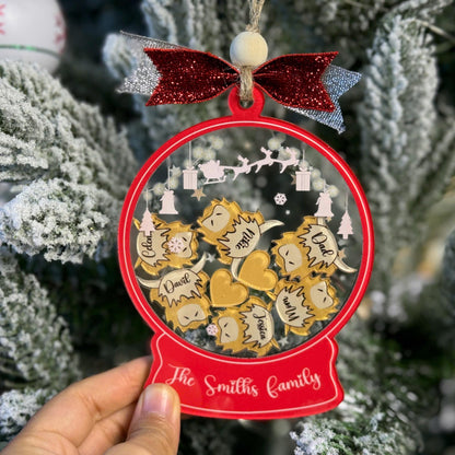 Personalized Highland Cow Family Christmas Ornament 2026 – Custom 4D Snowflake Tree Decoration – Rustic Farmhouse Holiday Keepsake Gift - product image 3