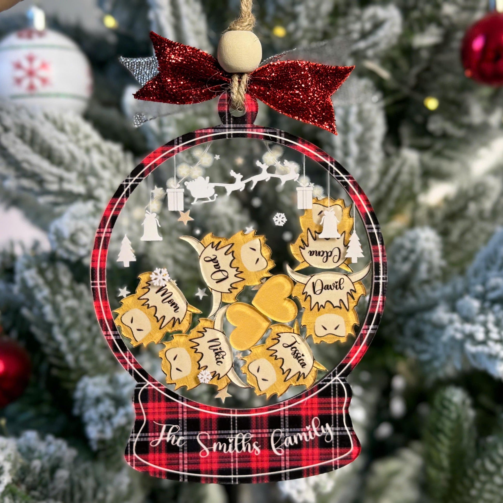 Personalized Highland Cow Family Christmas Ornament 2026 – Custom 4D Snowflake Tree Decoration – Rustic Farmhouse Holiday Keepsake Gift - product image 6