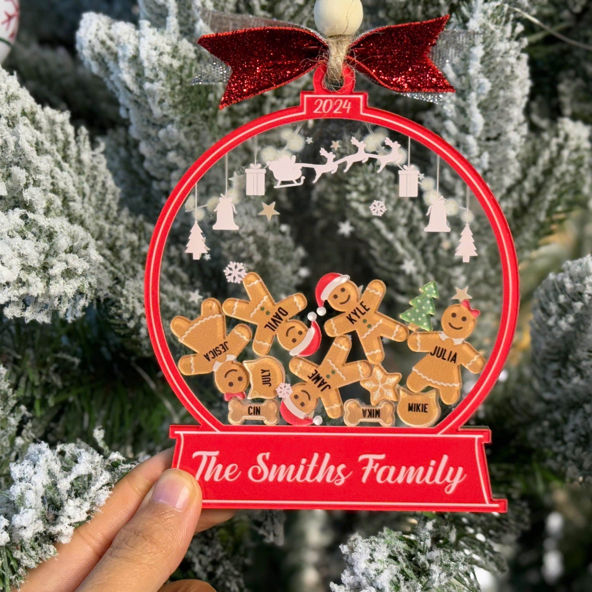 Personalized Gingerbread Family Christmas Ornament, Custom 4D Cookie Holiday Keepsake, Cute Family Tree Decoration, Personalized Xmas Gift - product image 3