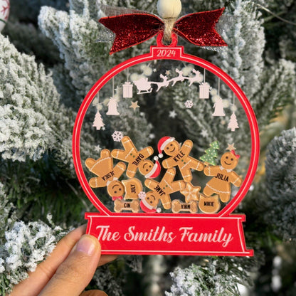 Personalized Gingerbread Family Christmas Ornament, Custom 4D Cookie Holiday Keepsake, Cute Family Tree Decoration, Personalized Xmas Gift - product image 3