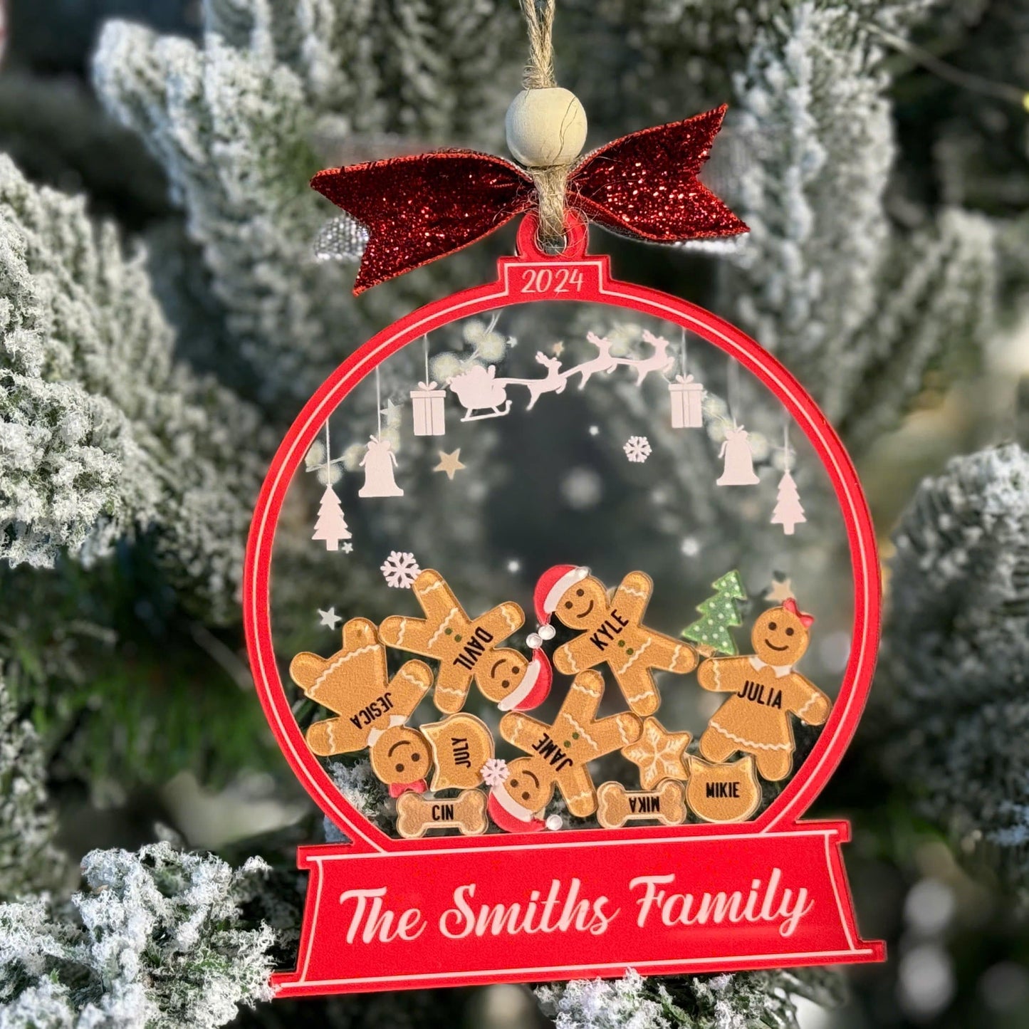 Personalized Gingerbread Family Christmas Ornament, Custom 4D Cookie Holiday Keepsake, Cute Family Tree Decoration, Personalized Xmas Gift - product image 5