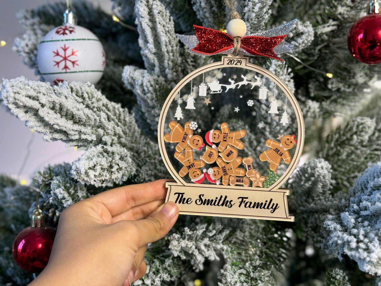 Personalized Gingerbread Family Christmas Ornament, Custom 4D Cookie Holiday Keepsake, Cute Family Tree Decoration, Personalized Xmas Gift - product image 9