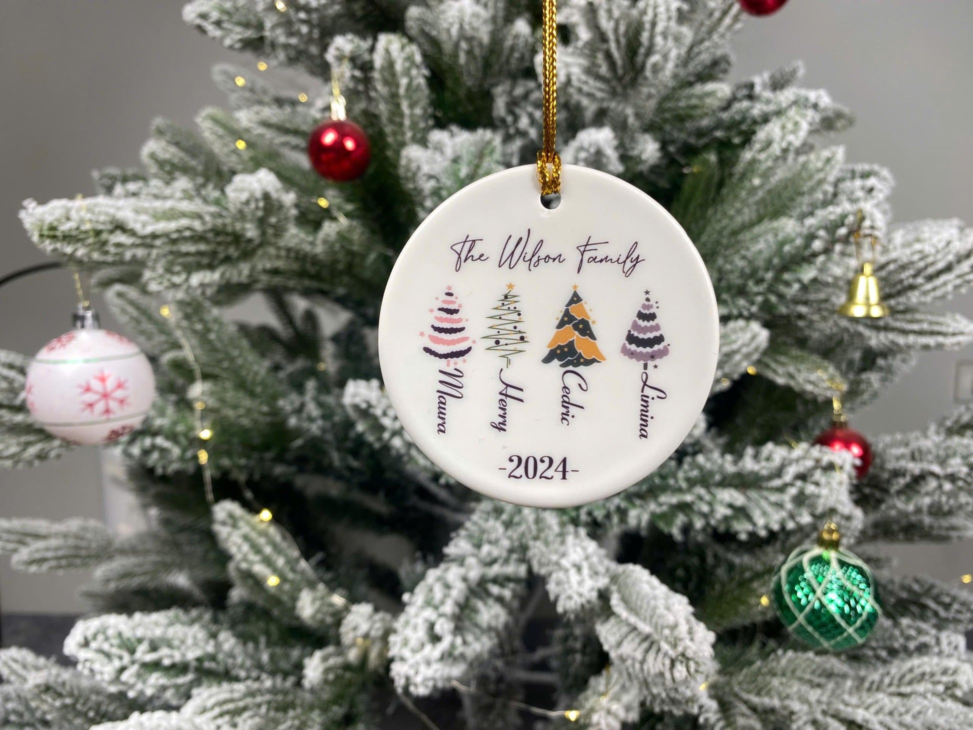 Personalized Family Christmas Ornament 2026 • Custom Ceramic Bauble • Holiday Keepsake Gift for Parents, Kids, Newlyweds, Home Decor - main product image