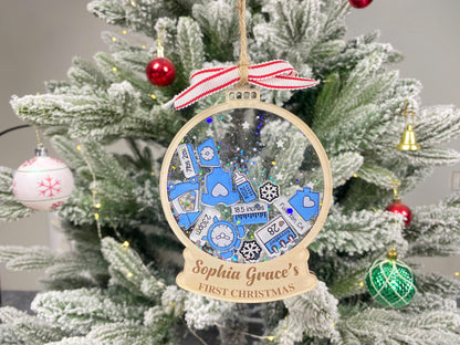 Personalized Baby’s First Christmas Ornament 2026 | Custom Birth Stats Ornament | Newborn Keepsake | Boy Girl Pink Blue Shake Ornament - product image 2