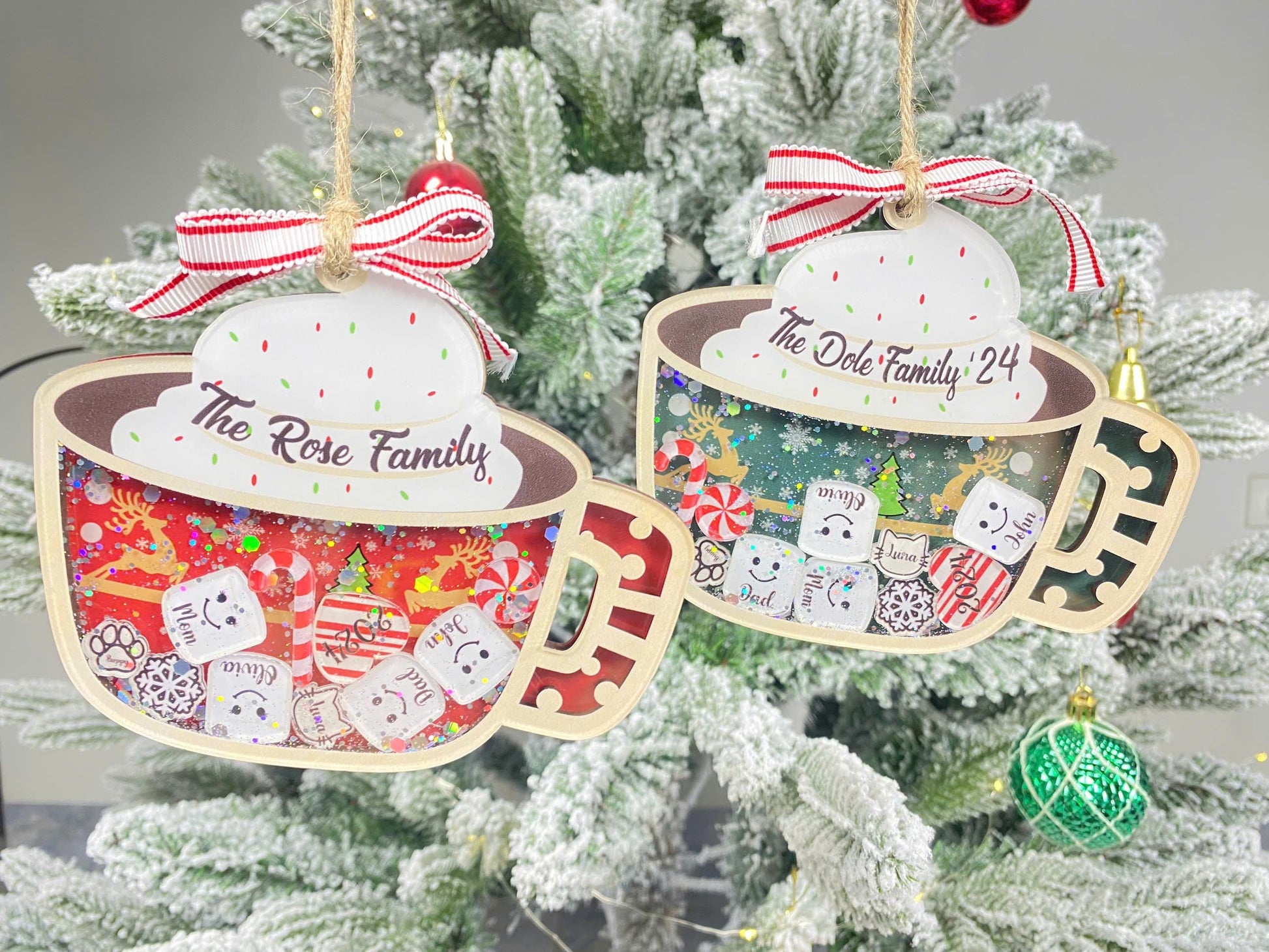 Personalized Family Ornament 2026, Custom Family Name, Christmas Ornament Marshmallow, Shake Cup Ornament - product image 7