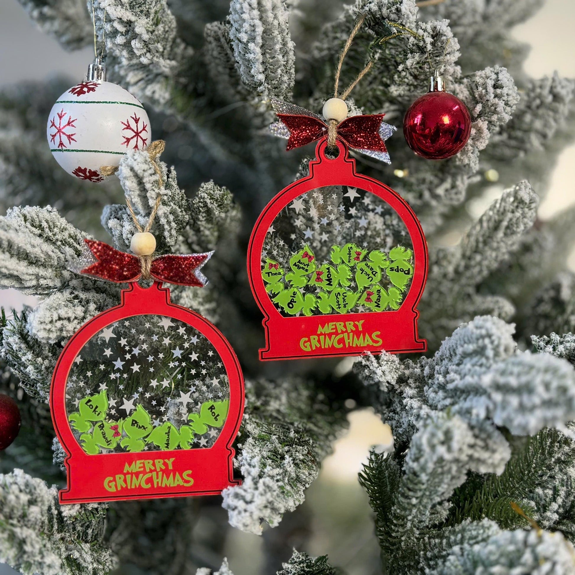 Personalized Grinch Family Shaker Ornament 2026, Custom Name 3D Shake Christmas Ornament, Grinchmas Gift, Holiday Tree Decoration - product image 4