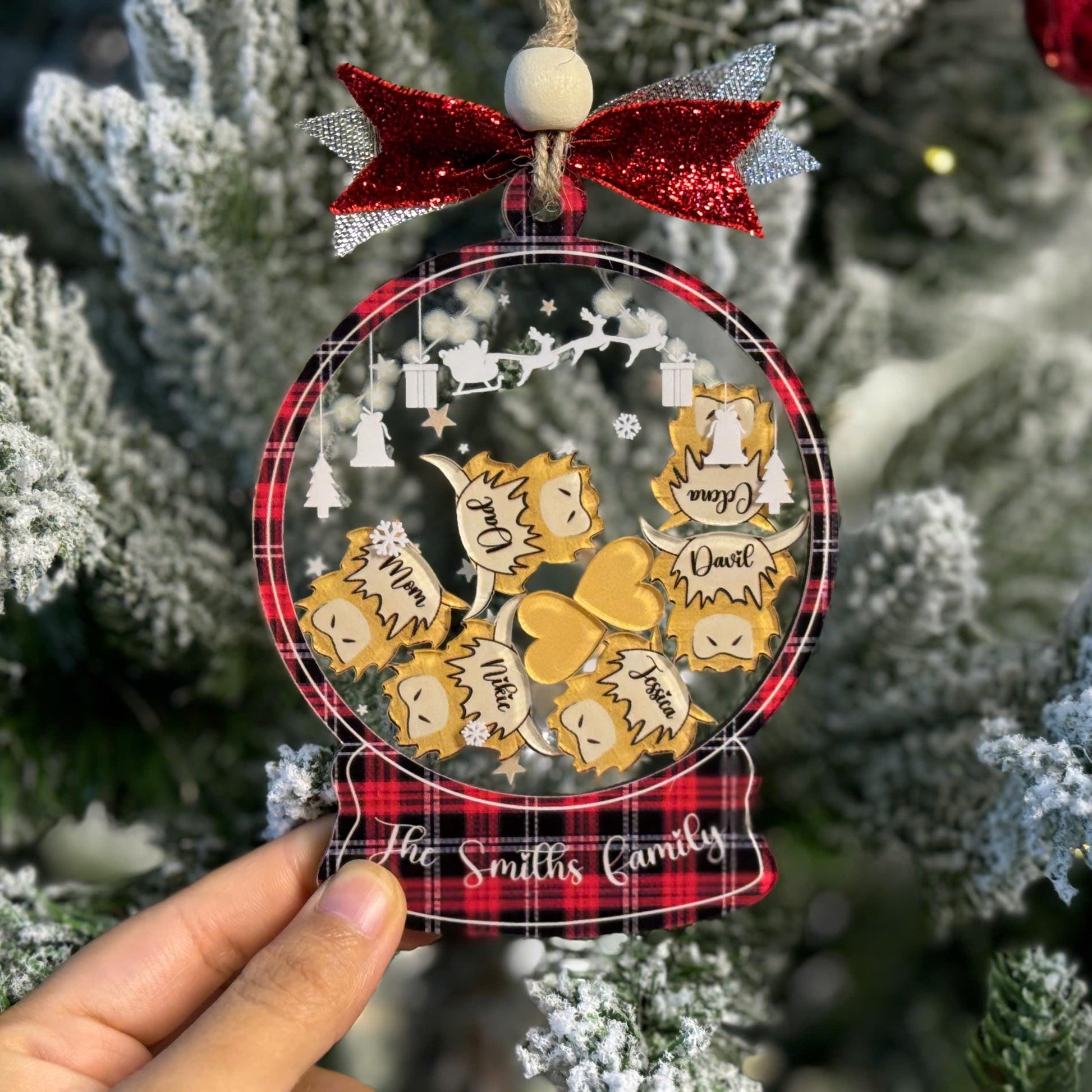 Personalized Highland Cow Family Christmas Ornament 2026 – Custom 4D Snowflake Tree Decoration – Rustic Farmhouse Holiday Keepsake Gift - product image 5