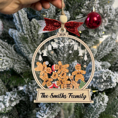 Personalized Gingerbread Family Christmas Ornament, Custom 4D Cookie Holiday Keepsake, Cute Family Tree Decoration, Personalized Xmas Gift - product image 2