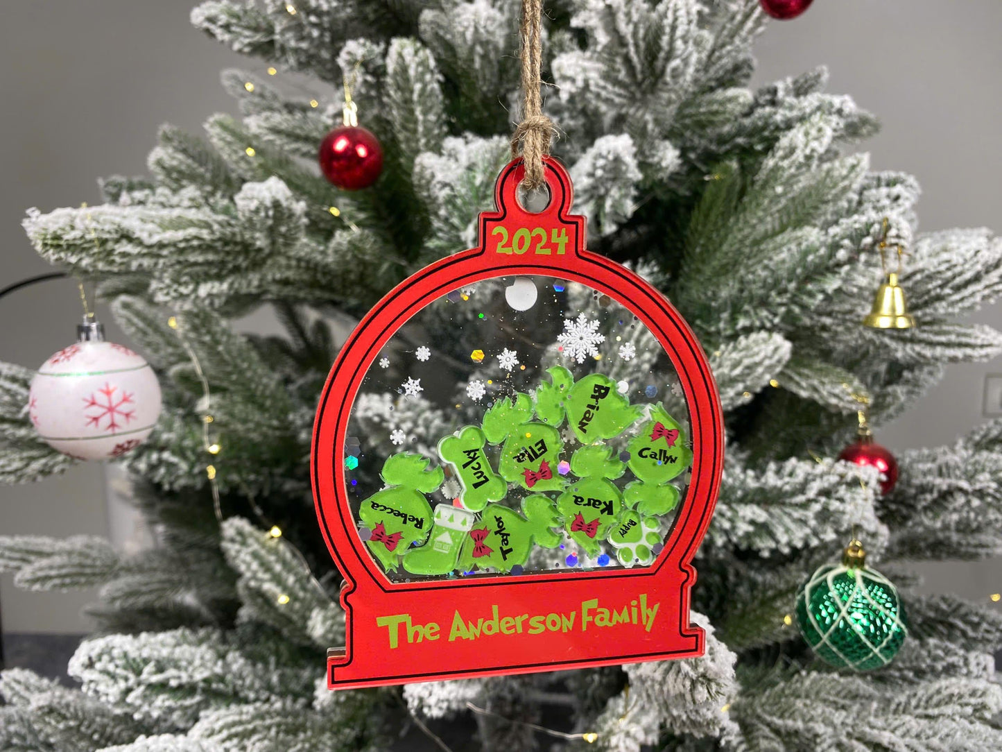 Personalized Grinch Family Shaker Ornament 2026, Custom Name 3D Shake Christmas Ornament, Grinchmas Gift, Holiday Tree Decoration - product image 5