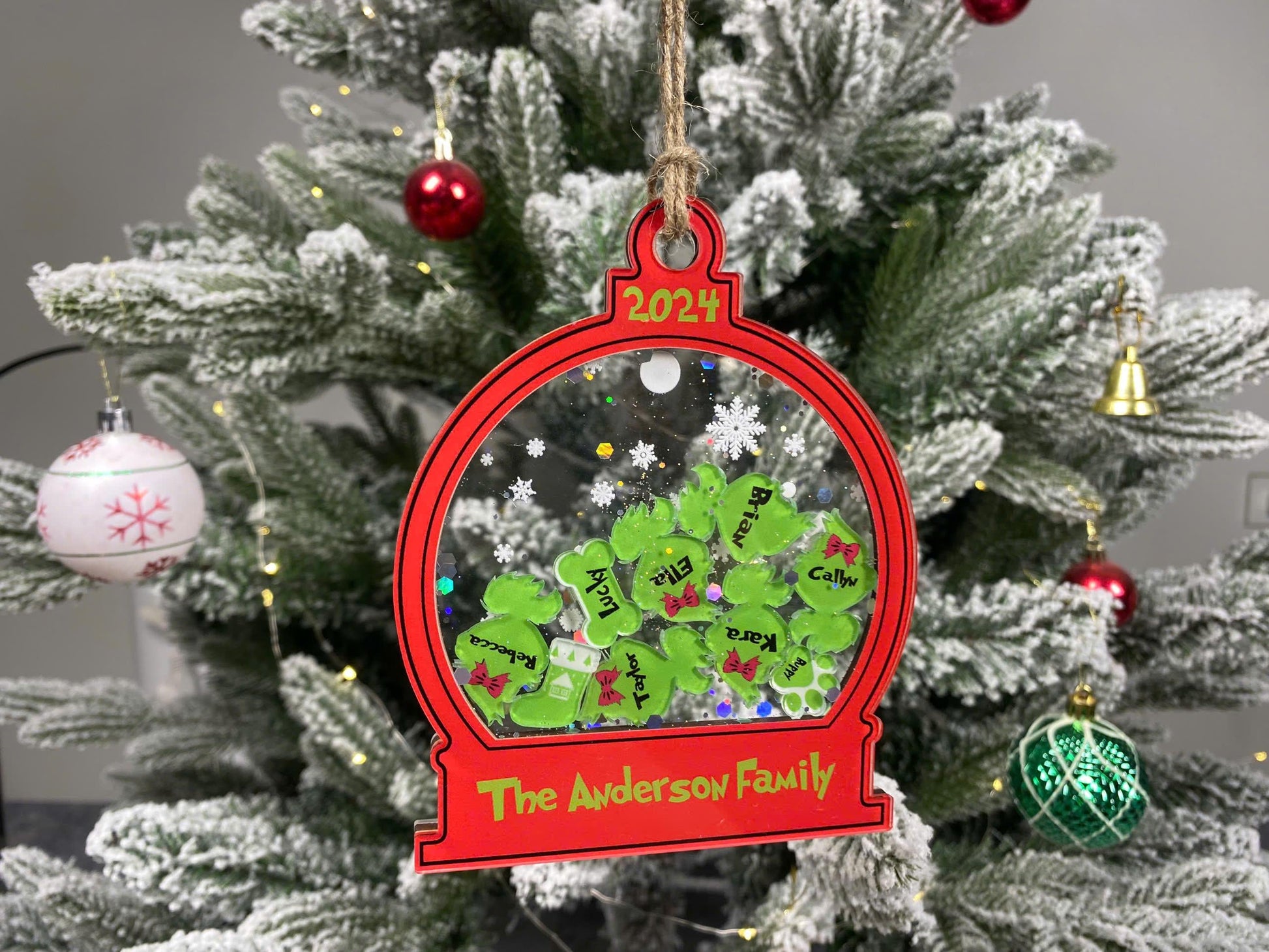 Personalized Grinch Family Shaker Ornament 2026, Custom Name 3D Shake Christmas Ornament, Grinchmas Gift, Holiday Tree Decoration - product image 5
