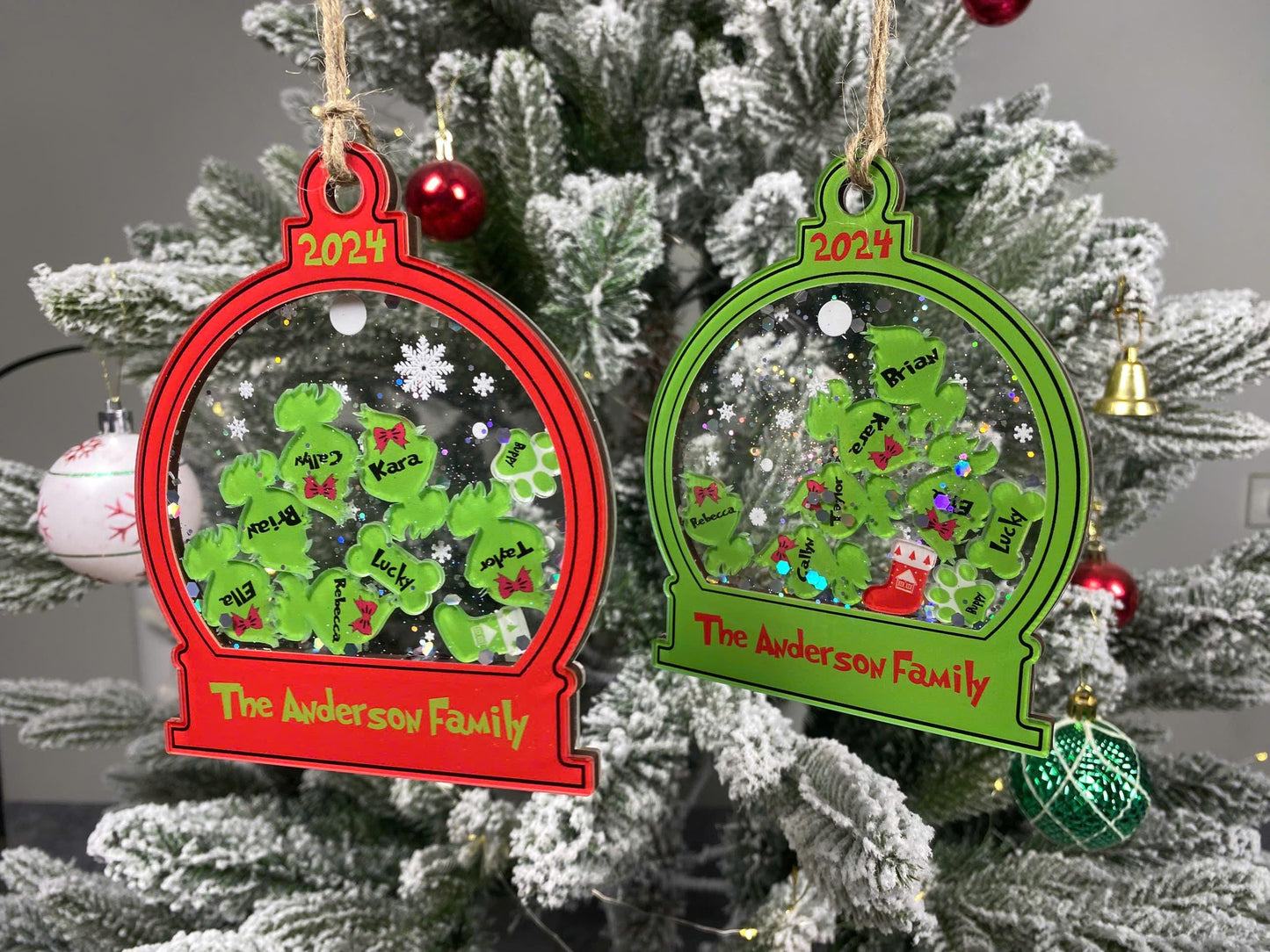 Personalized Grinch Family Shaker Ornament 2026, Custom Name 3D Shake Christmas Ornament, Grinchmas Gift, Holiday Tree Decoration - product image 2