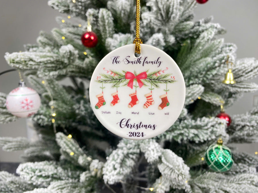 Personalized Family Christmas Stocking Ornament – Custom Name & Year, Holiday Keepsake, Family Gift, Xmas Decoration - main product image