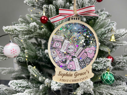 Personalized Baby’s First Christmas Ornament 2026 | Custom Birth Stats Ornament | Newborn Keepsake | Boy Girl Pink Blue Shake Ornament - product image 3