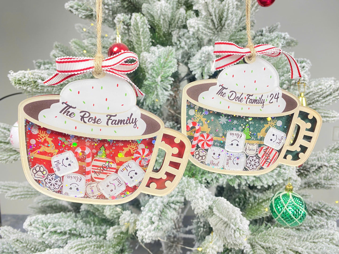 Personalized Family Ornament 2026, Custom Family Name, Christmas Ornament Marshmallow, Shake Cup Ornament - product image 3