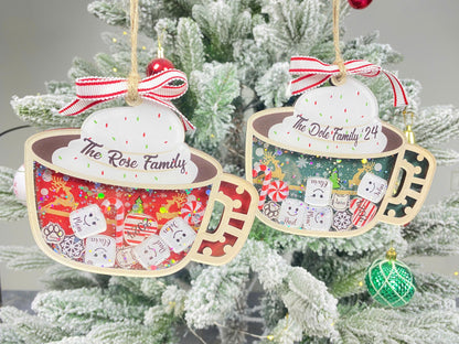 Personalized Family Ornament 2026, Custom Family Name, Christmas Ornament Marshmallow, Shake Cup Ornament - product image 3