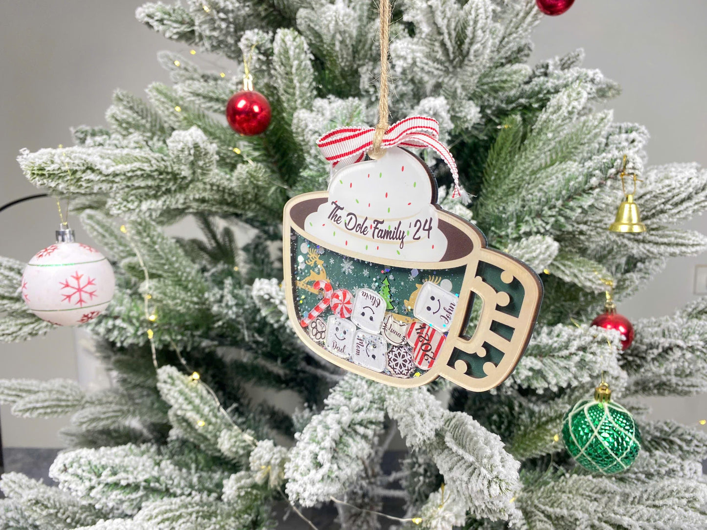 Personalized Family Ornament 2026, Custom Family Name, Christmas Ornament Marshmallow, Shake Cup Ornament - product image 8