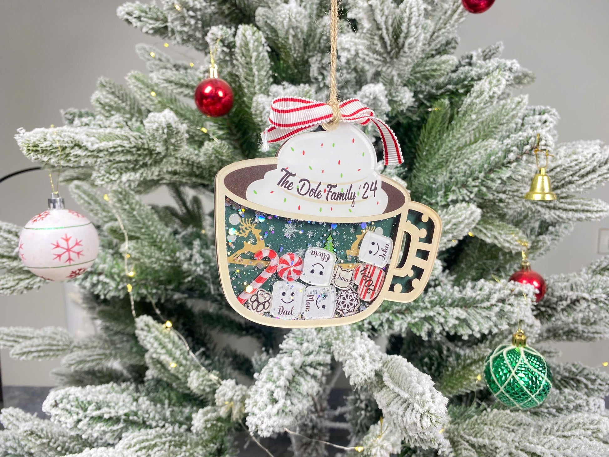 Personalized Family Ornament 2026, Custom Family Name, Christmas Ornament Marshmallow, Shake Cup Ornament - product image 9