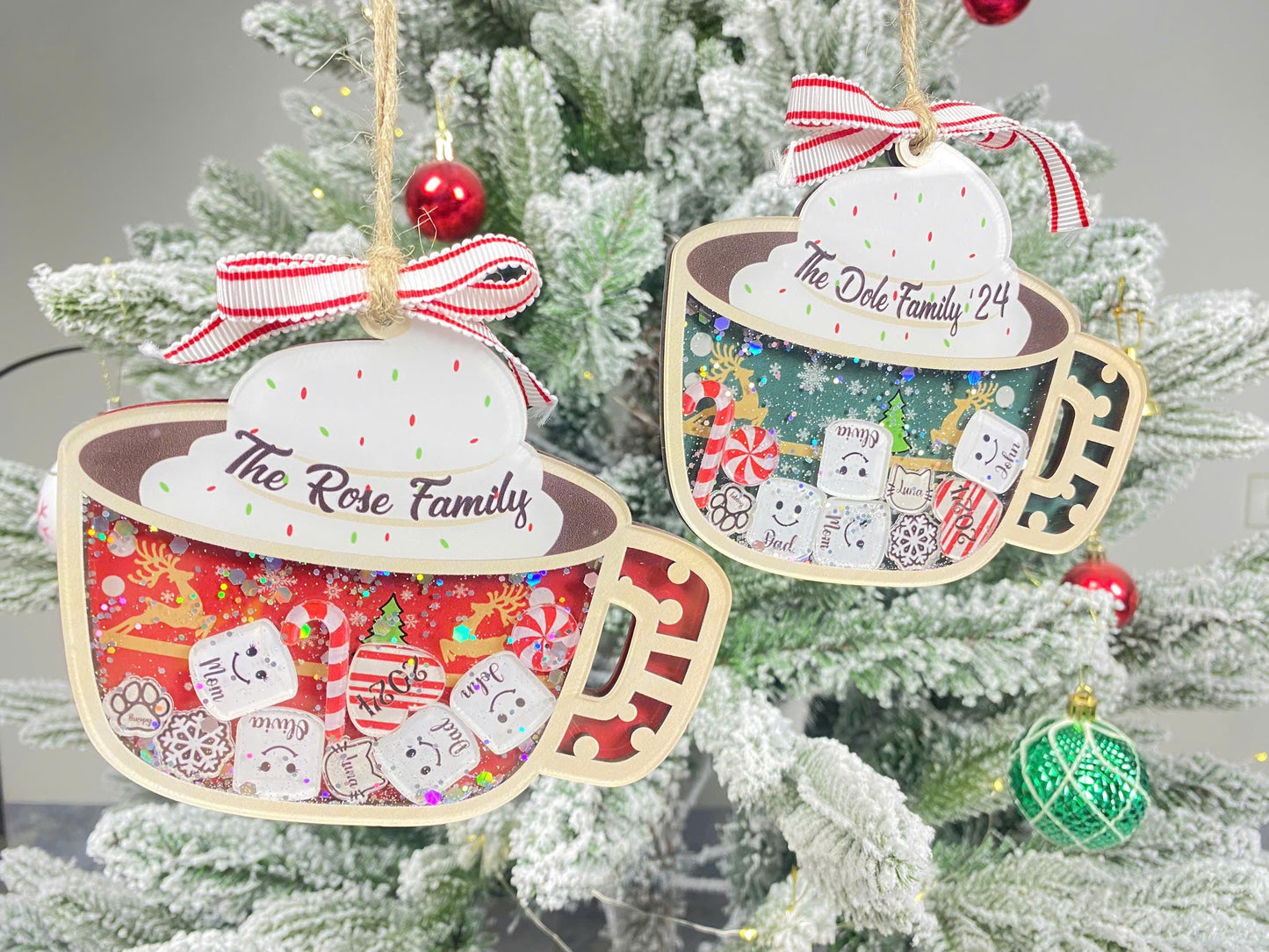 Personalized Family Ornament 2026, Custom Family Name, Christmas Ornament Marshmallow, Shake Cup Ornament - product image 6