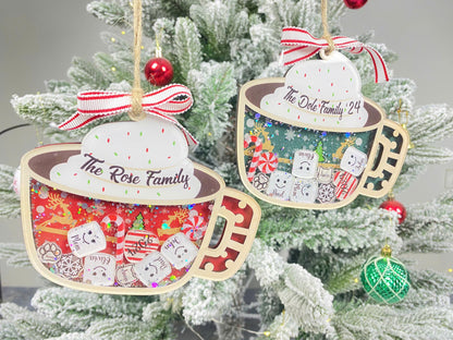 Personalized Family Ornament 2026, Custom Family Name, Christmas Ornament Marshmallow, Shake Cup Ornament - product image 6