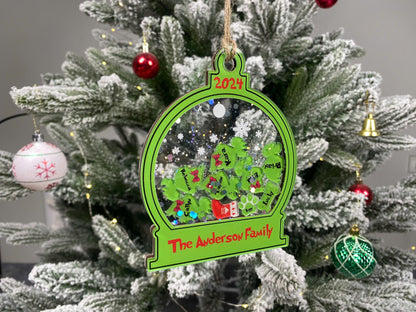Personalized Grinch Family Shaker Ornament 2026, Custom Name 3D Shake Christmas Ornament, Grinchmas Gift, Holiday Tree Decoration - product image 6