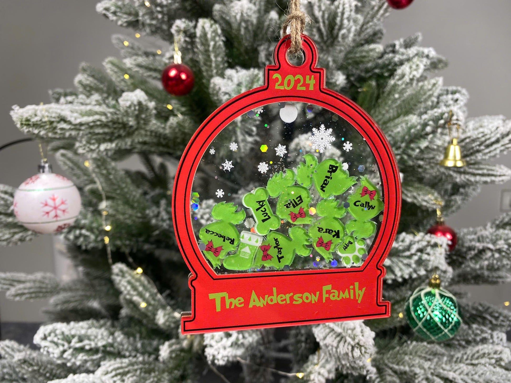 Personalized Grinch Family Shaker Ornament 2026, Custom Name 3D Shake Christmas Ornament, Grinchmas Gift, Holiday Tree Decoration - product image 7