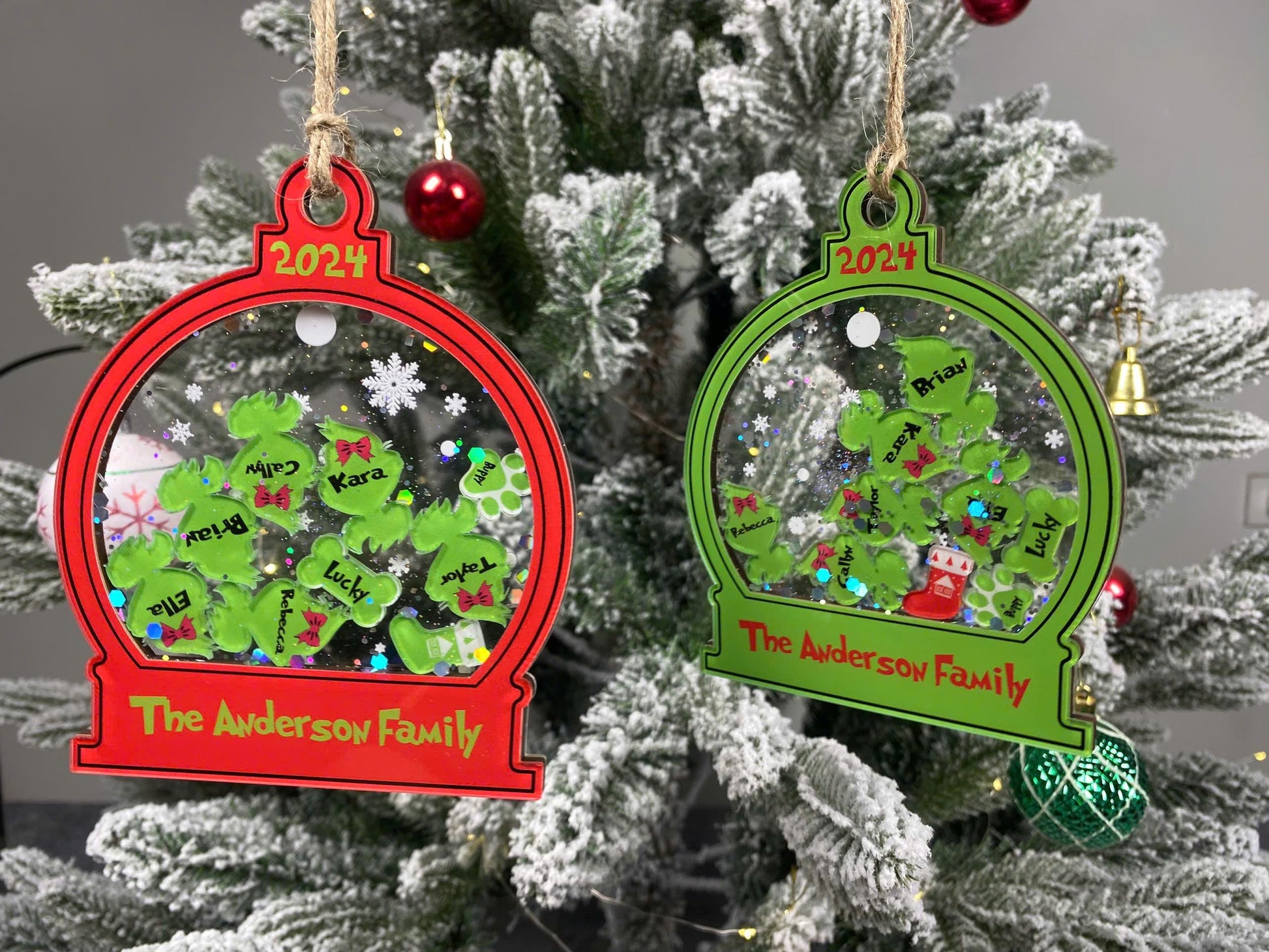 Personalized Grinch Family Shaker Ornament 2026, Custom Name 3D Shake Christmas Ornament, Grinchmas Gift, Holiday Tree Decoration - product image 3