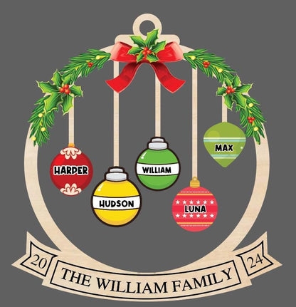 Personalized Family Christmas Ornament 2026 |Custom Bauble Name Ornament | 1 & 2 Layer Wood Acrylic Xmas Decoration, Holiday Gift for Family - product image 4