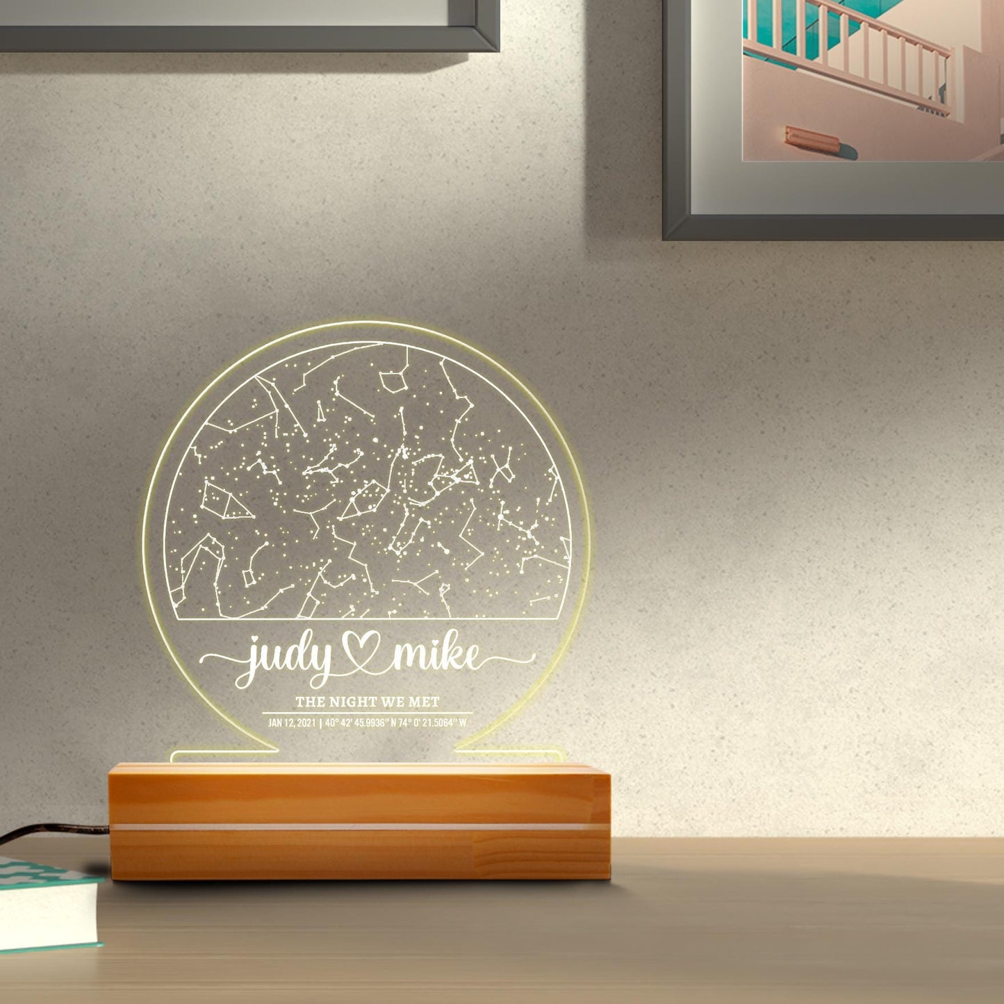 Custom Star Map Night Light, The Night We Met Acrylic Plaque, Personalized Constellation LED Lamp, Anniversary Gift - product image 2