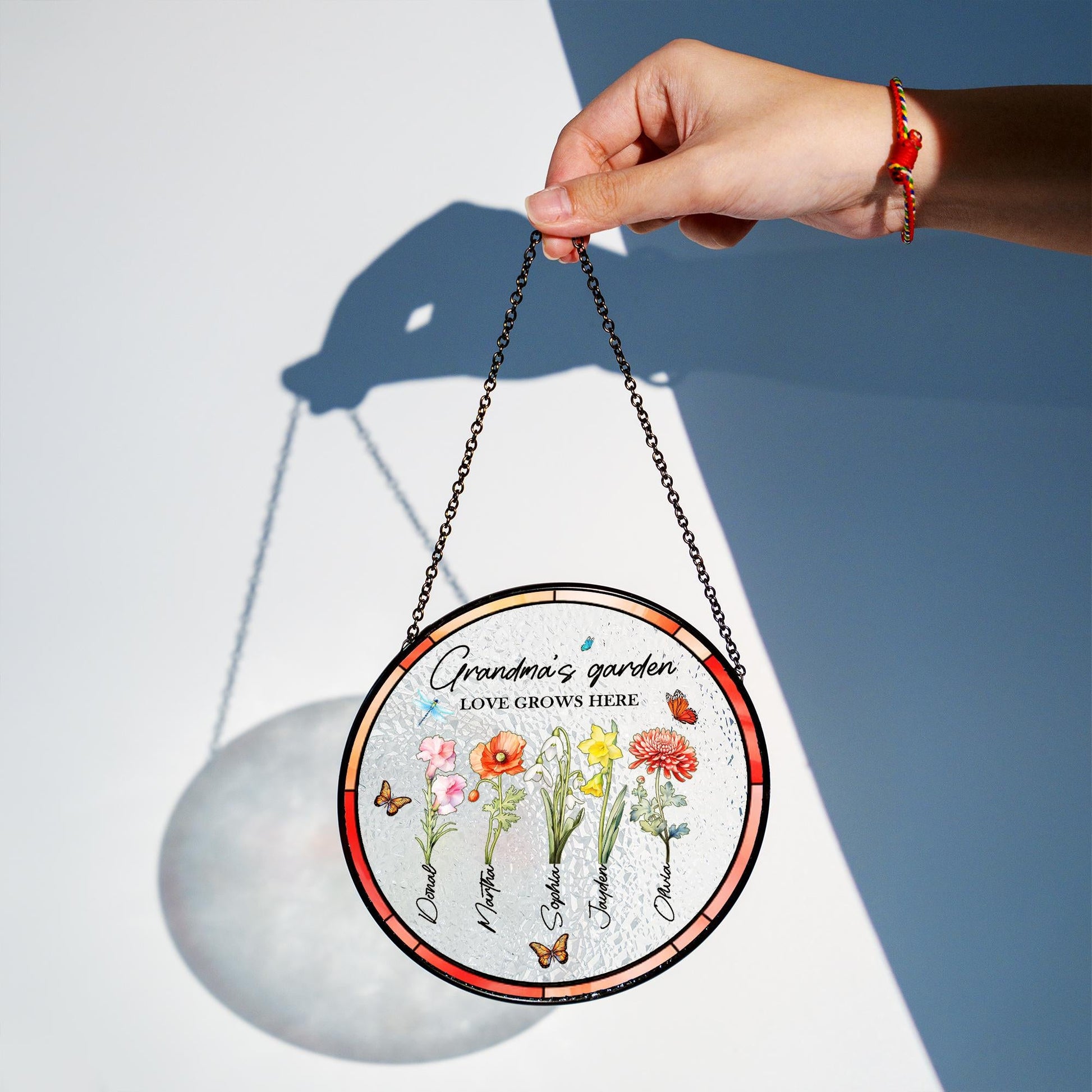 Custom Family Birth Flowers Glass Suncatcher, Custom Mom's Garden Gift, Flower Glass Art, Birth Flower Gift, Mother's Day Gift, Home Decor - product image 5