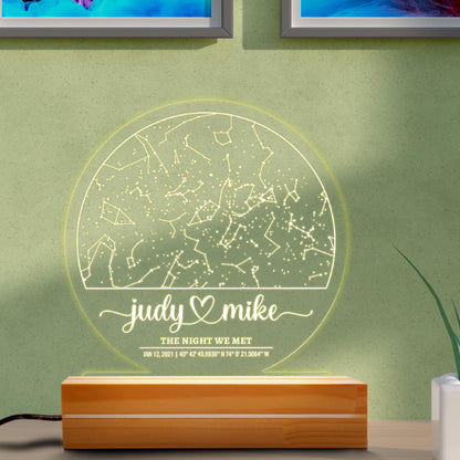 Custom Star Map Night Light, The Night We Met Acrylic Plaque, Personalized Constellation LED Lamp, Anniversary Gift - main product image