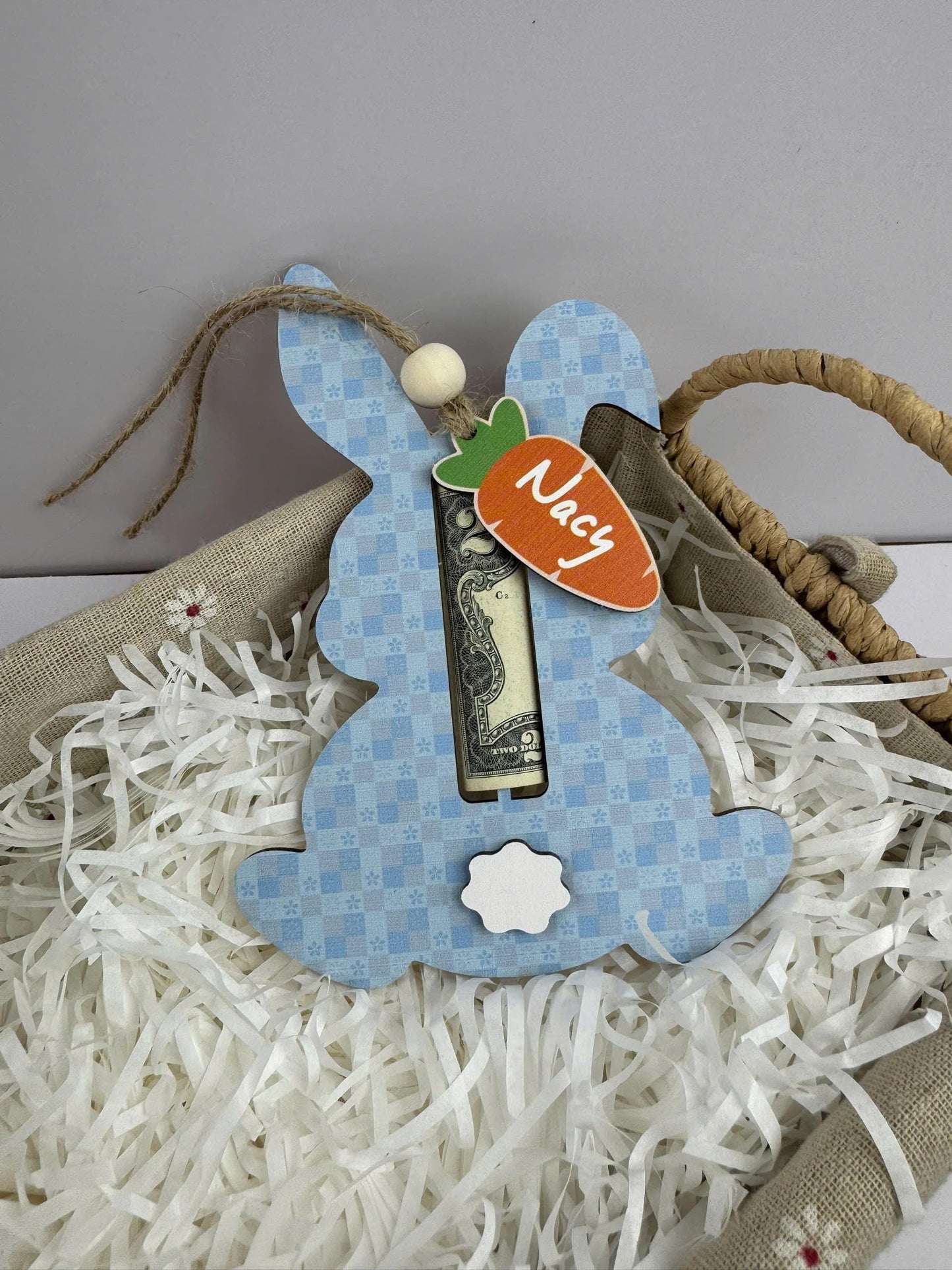 Personalized Wood Easter Bunny Money Holder – Kids Easter Basket Tag - product image 5