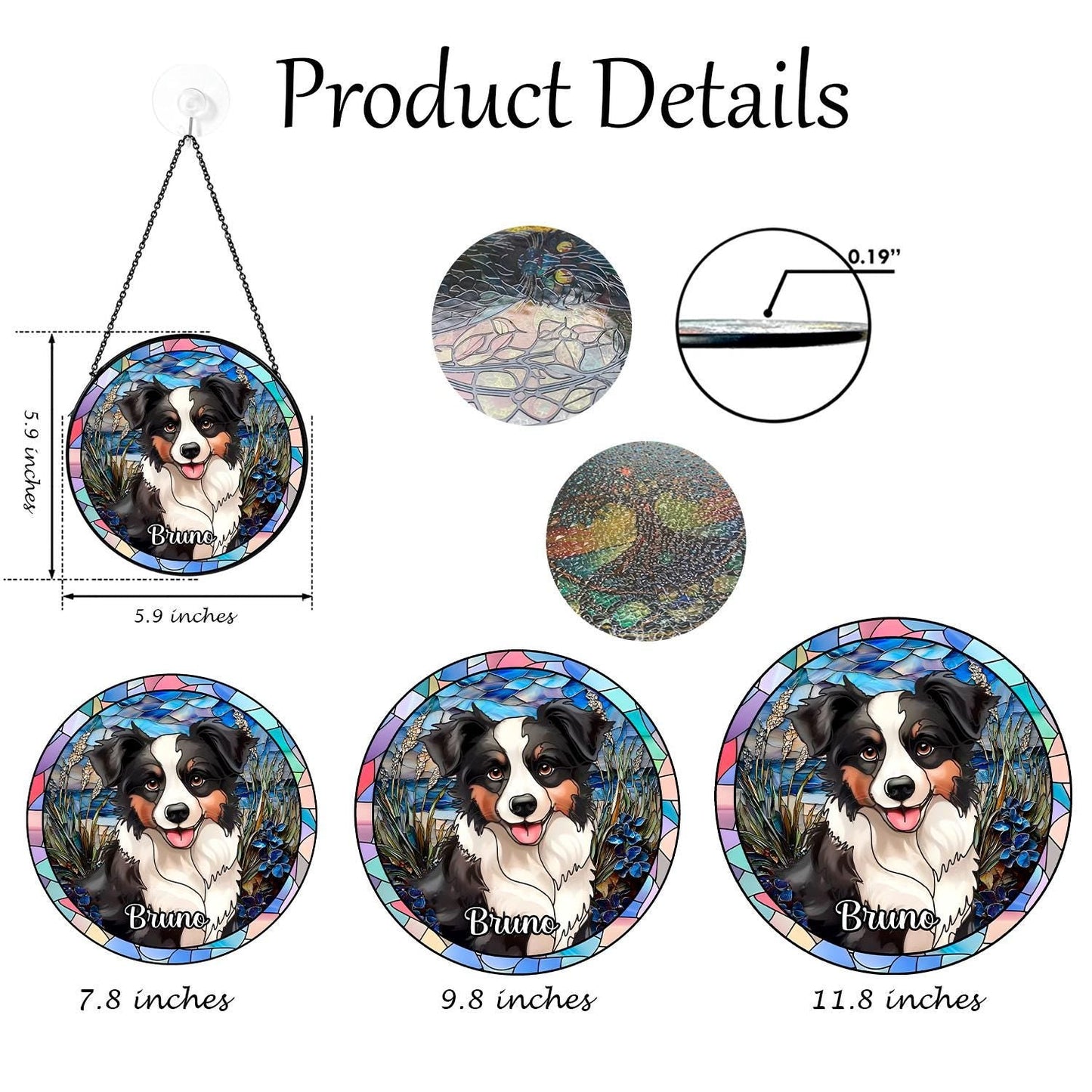 Personalized Pet Portrait Stained Glass Suncatcher, Custom Dog Mom Gift, Hand Drawn Dog Memorial Ornament, Pet Loss Keepsake, Dog Lover Gift - product image 4